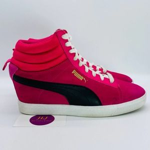 puma suede wedge